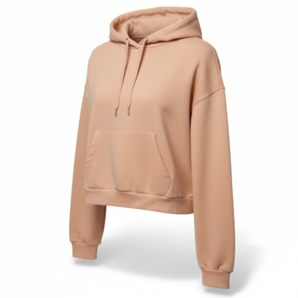 H&M Divided Pink Cropped Hoodie Sweatshirt Women’s Sz XS Drawstring Long Sleeve - Picture 3 of 11